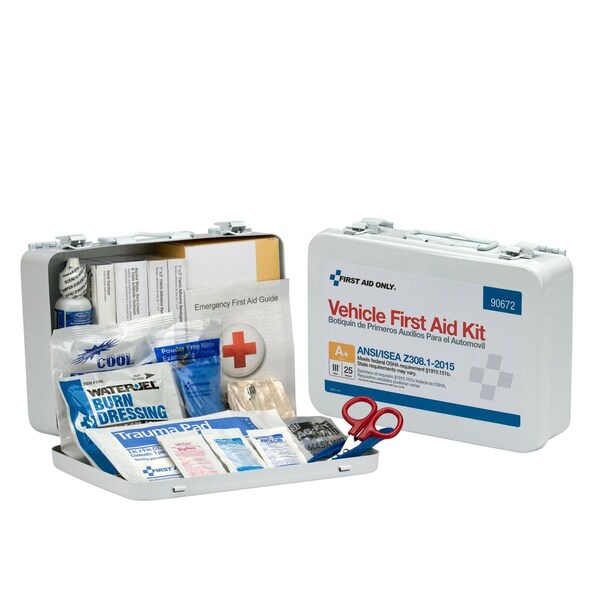 Acme United 25 Person Vehicle First Aid Kit, Metal Weatherproof Case, ANSI Compliant 90672